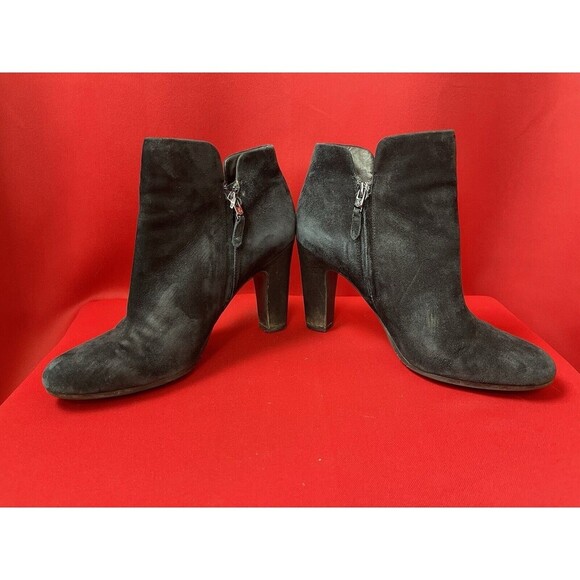 Sam Edelman Women’s Black Leather Zip Ankle Booties Suede Heel Boots size 8.5 - Picture 1 of 6